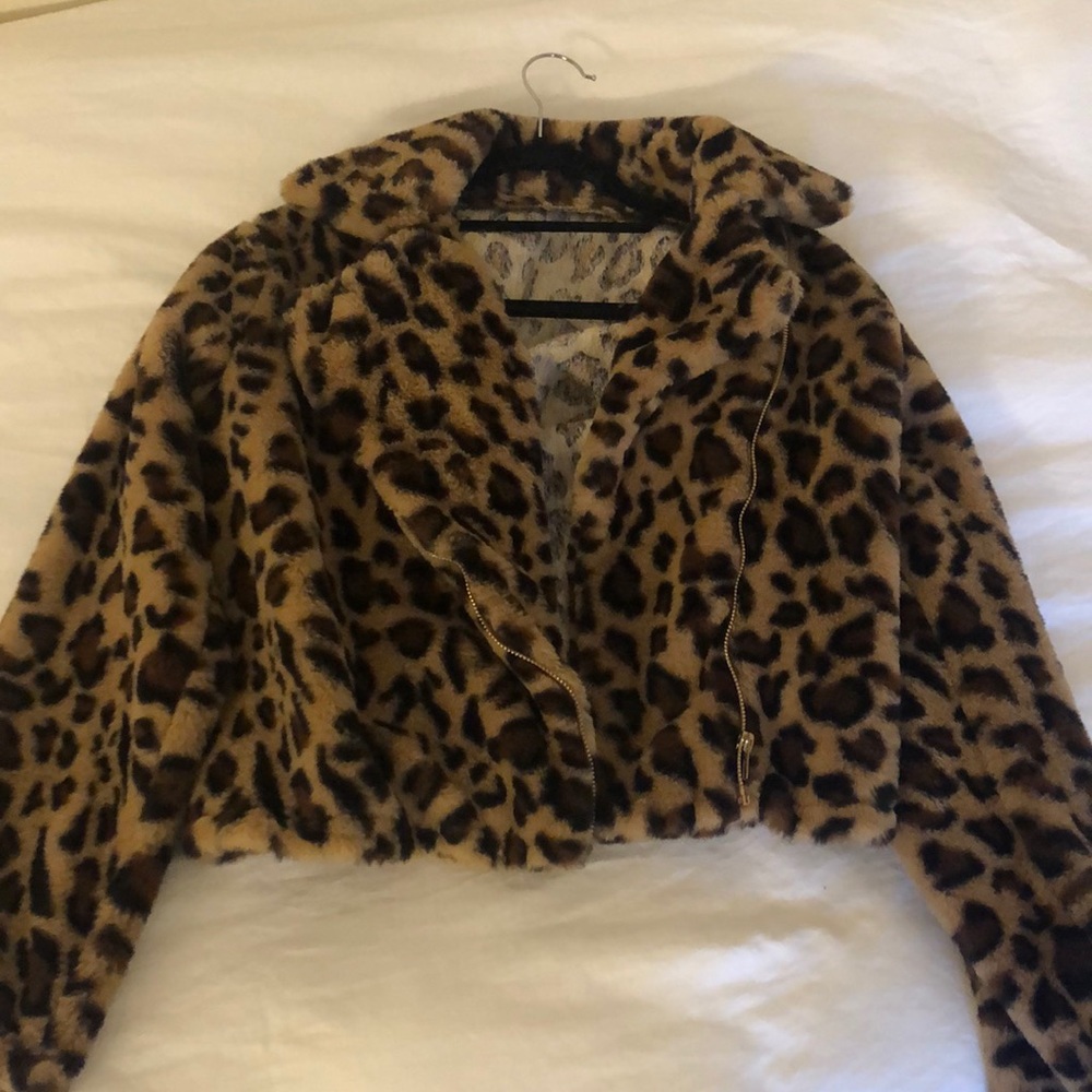 Faux Cheetah Fur Coat
